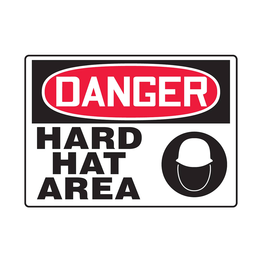 CSSAP726 - SIGN "HARD HAT AREA" WITH PICTO : 10" x 14", vinyl adhesive
