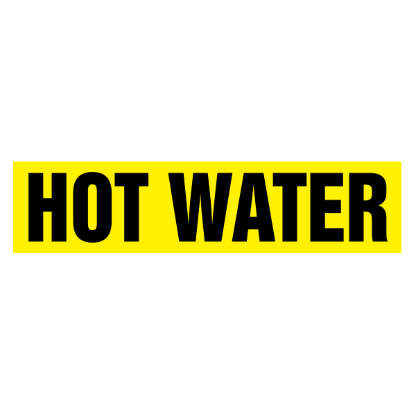 CSSAV404 - LABEL "HOT WATER" 1.5" X 8" : vinyl, pipe diameter: 1-1/2" - 2" x 1-1/2"