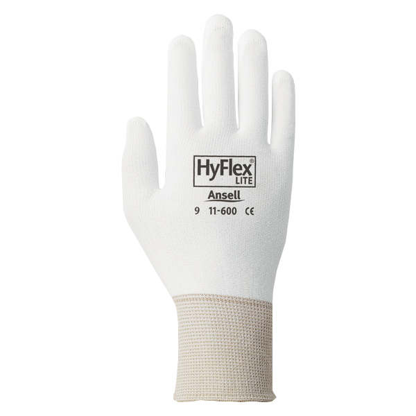 CSSAW971 - GLOVES HYFLEX POLYEURTHANE LG : large (9), stretch nylon liner with polyurethane coating, unlined
