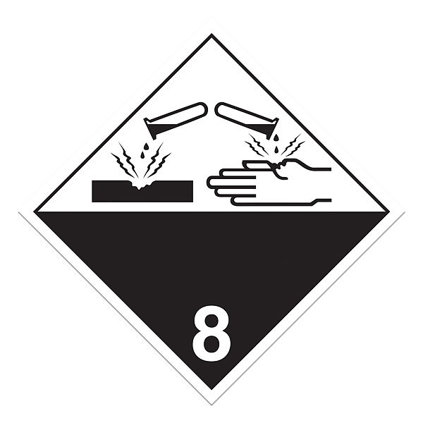 CSSD337 - PLACARD CLASS 8, CORROSIVE : vinyl, class 8
