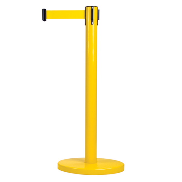 CSSDL102 - BARRIER CROWD CONTROL BLACK TAPE : 35" height, 12' tape length, yellow tape colour