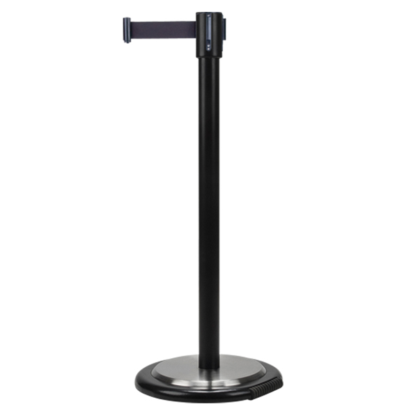 CSSDL104 - BARRIER CROWD CONTROL BLACK TAPE : 35" height, 12' tape length, black tape colour, w/wheels