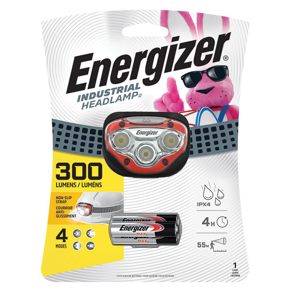 CSSDM001 - HEADLAMP ENERGIZER HD VISION : LED, 300 lumens, includes 3 AAA batteries