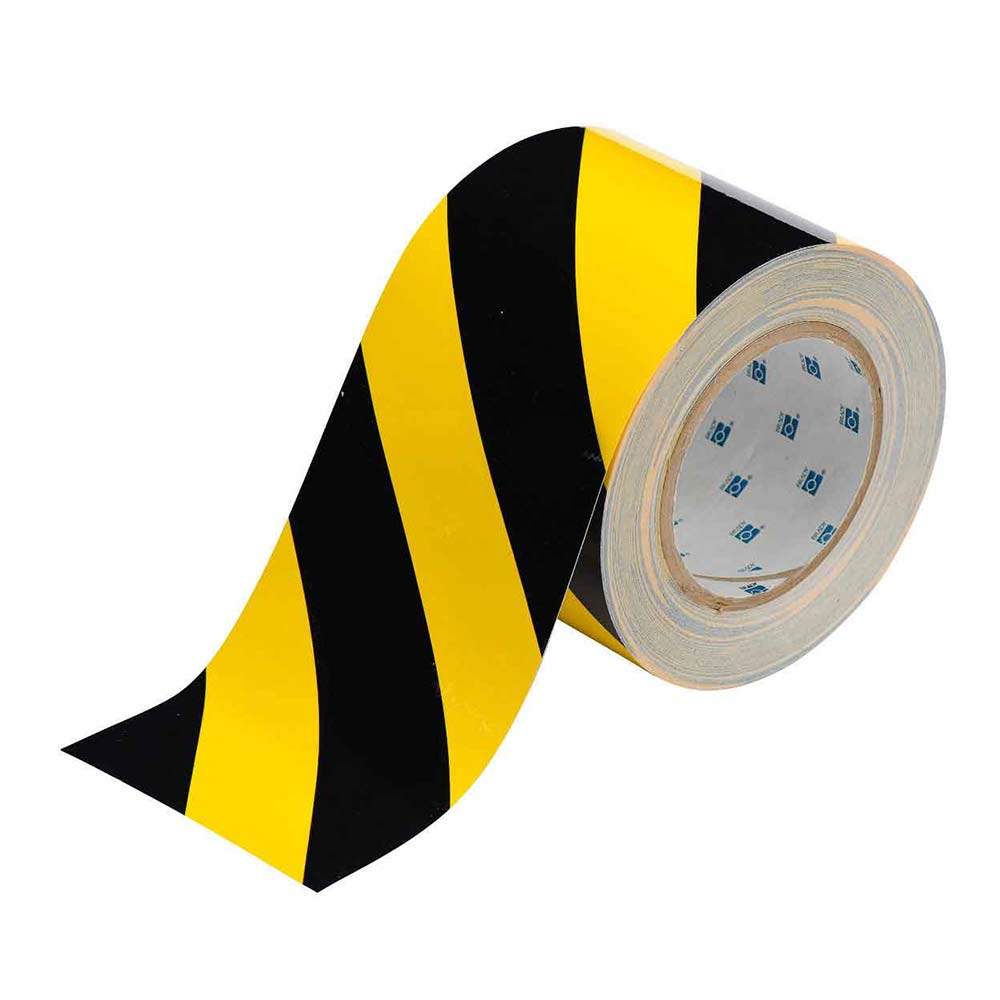 CSSED047 - FLOOR MARKING TAPE 4" X 100' : 4" x 100', polyester, black and yellow