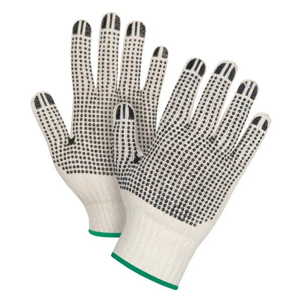 CSSEE944 - GLOVES PVC DOTTED MEDIUM : medium (8), poly/cotton, double sided