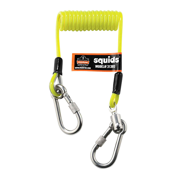 CSSEM791 - LANYARD 50" COILED CABLE : dual carabiner, 2 lbs. load rating, 50" length