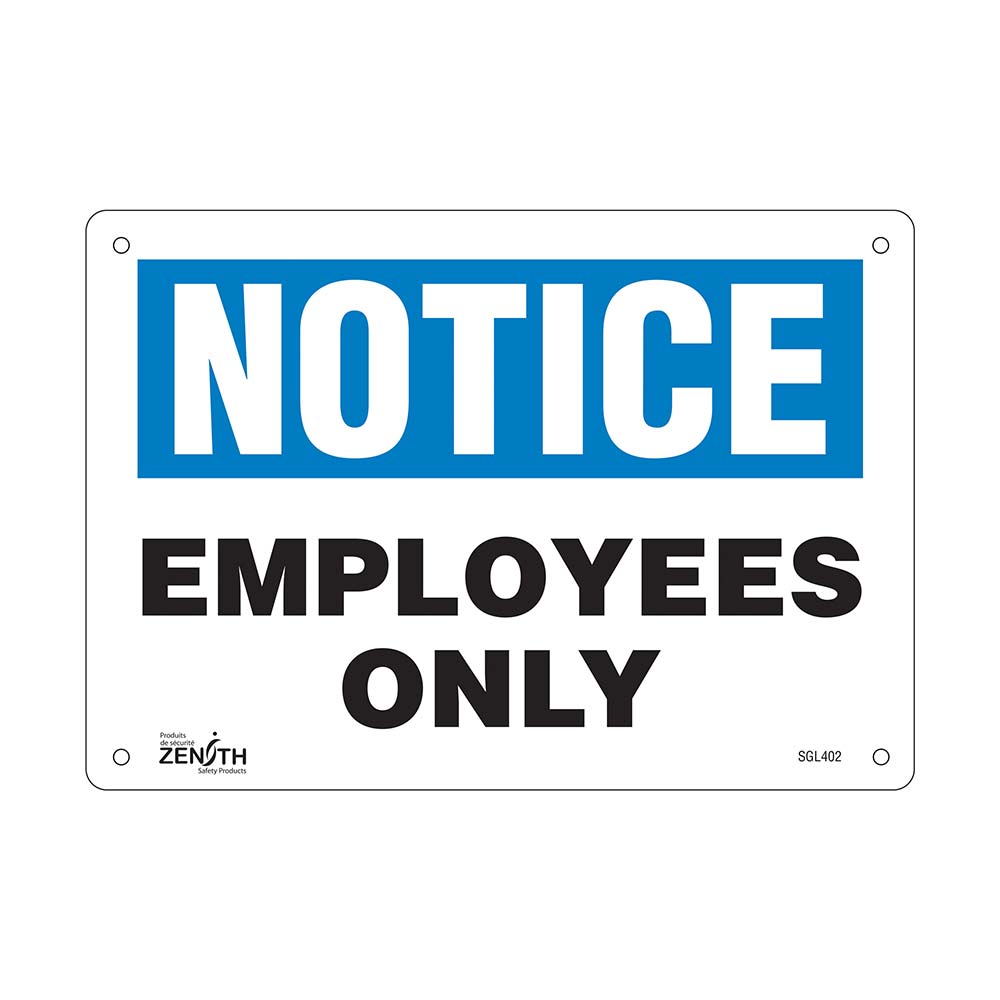CSSGL402 - SIGN "EMPLOYEES ONLY" : 7" x 10", plastic, english