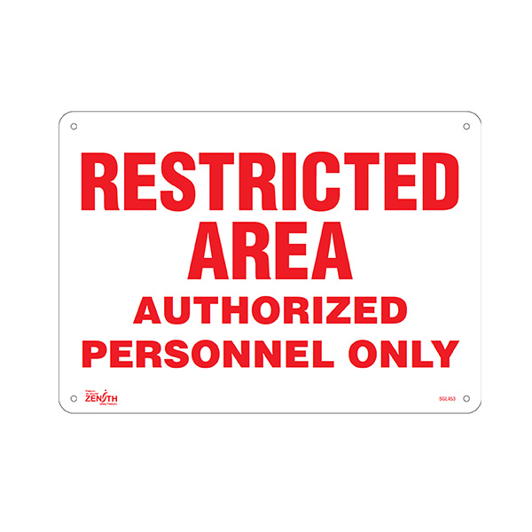 CSSGL453 - SIGN "AUTHORIZED PERSONNEL ONLY" : 10" x 14", plastic