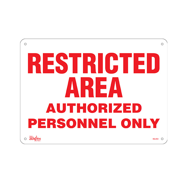 CSSGL454 - SIGN "AUTHORIZED PERSONNEL ONLY" : 10" x 14", aluminum