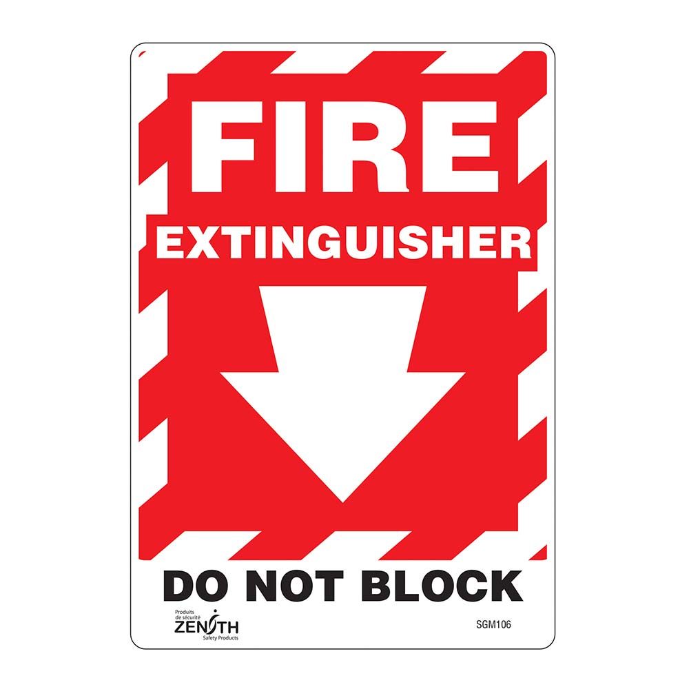 CSSGM106 - SIGN "FIRE EXTINGUISH DO NOT BLOCK" : 10" x 7", vinyl, english