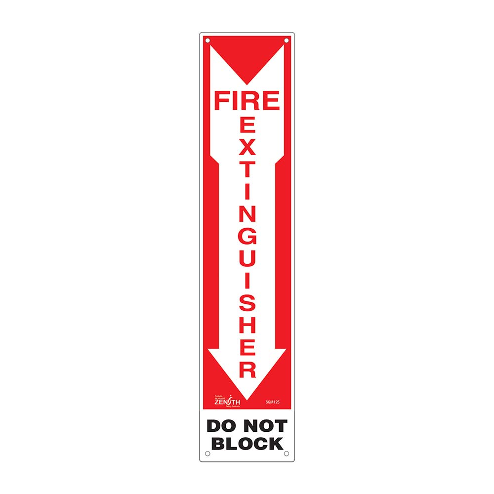 CSSGM125 - SIGN "FIRE EXTINGUISH DO NOT BLOCK" : 4" x 18, plastic, english with pictogram