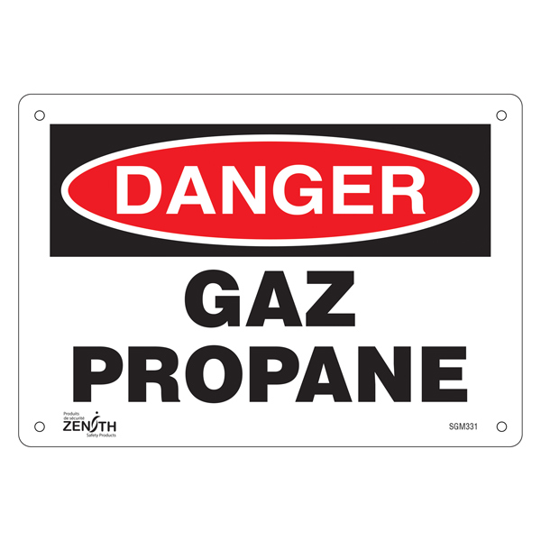 CSSGM331 - SIGN "GAZ PROPANE" : 10" x 7", aluminum, bolt-on