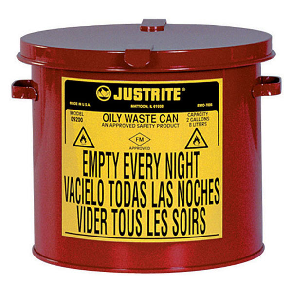CSSR356 - WASTE CAN OILY 2 GAL. RED : 2 US gal, red, FM approved/UL listed, 9-5/8" x 9-1/8"