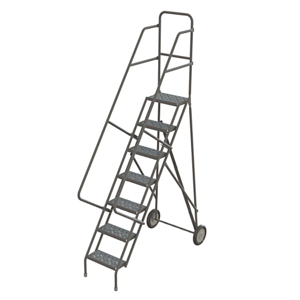 CSVC534 - LADDER  7 STEP ROLLING STEEL : 100" overall height, 16" step width, 450 lb capacity, 7 steps