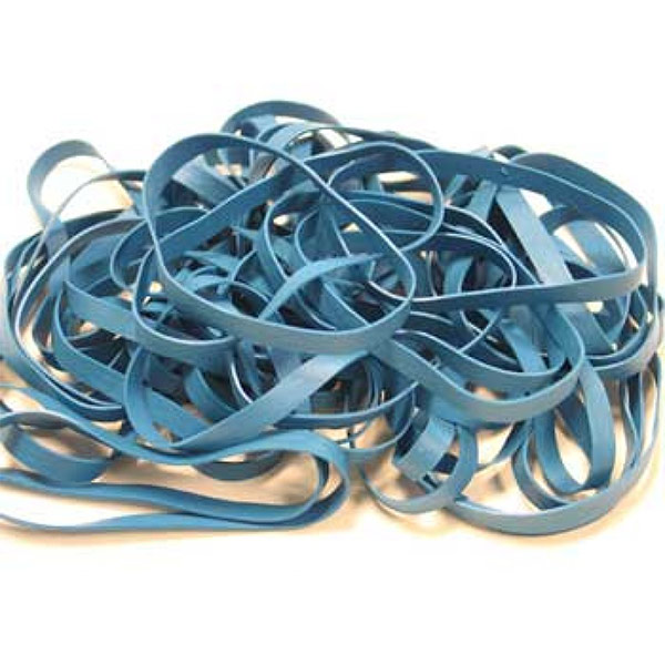 DCT11955 - POSTAL BANDS BLUE CREPE : 4" x 1/4" x 1/28", blue, 10 kg/box