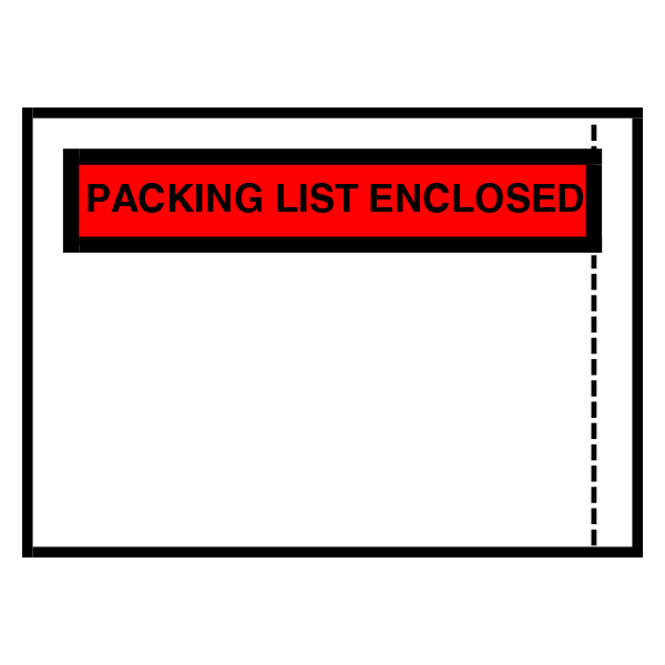 FBC101 - PACKING SLIP  4" X 5" : "Packing List Enclosed", 4" x 5", clear panel, bilingual