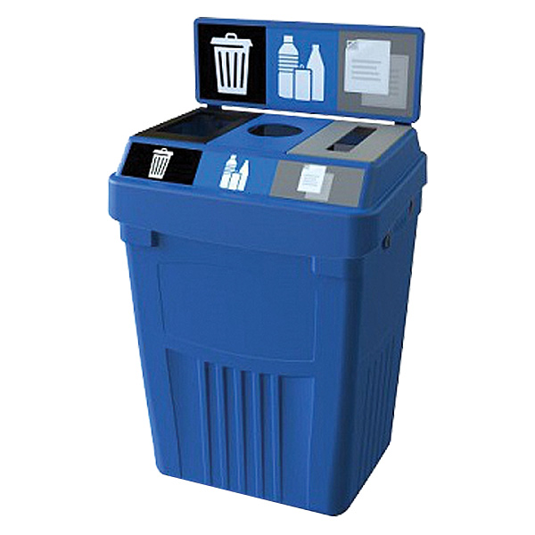FLEXE50G - BIN RECYCLING WASTE BLUE : 3 stream: waste, cans and bottles and paper, Blue