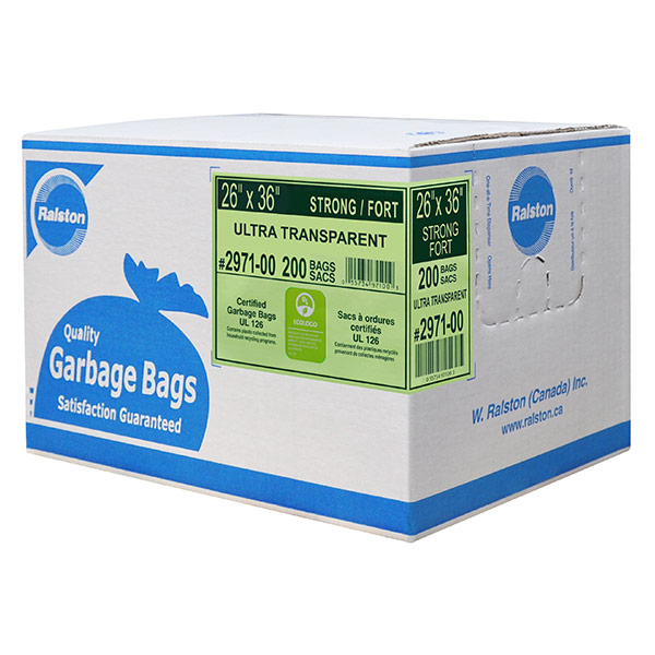 GBC2302 - GARBAGE BAGS 26" X 36" CLEAR : 26" x 36", clear, strong