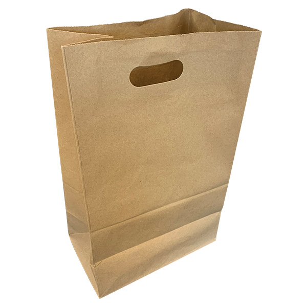 HPE975616 - PAPER BAG CARRY OUT REINFORCED DIE CUT HANDLE : 9-3/4"W x 6"D x 16"H, kraft, standard duty, bundle of 125 bags