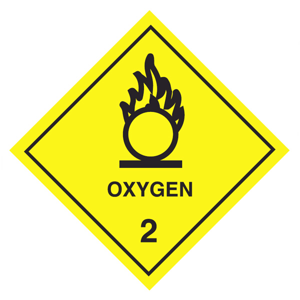 LBDCN22 - LABEL OXYGEN & OXIDIZING GAS : 4" x 4", square