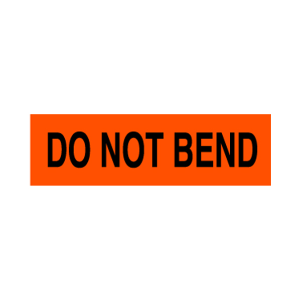 LBLBR124 - LABEL DO NOT BEND : 2" x 5", black on fluorescent red