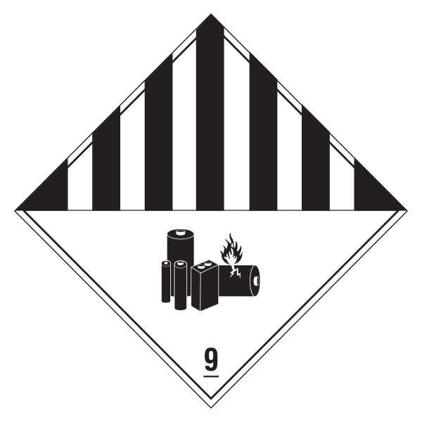 LBLDG09-LB - LABEL HAZ "LITHIUM BATTERY" : 4" x 4", black on white gloss paper