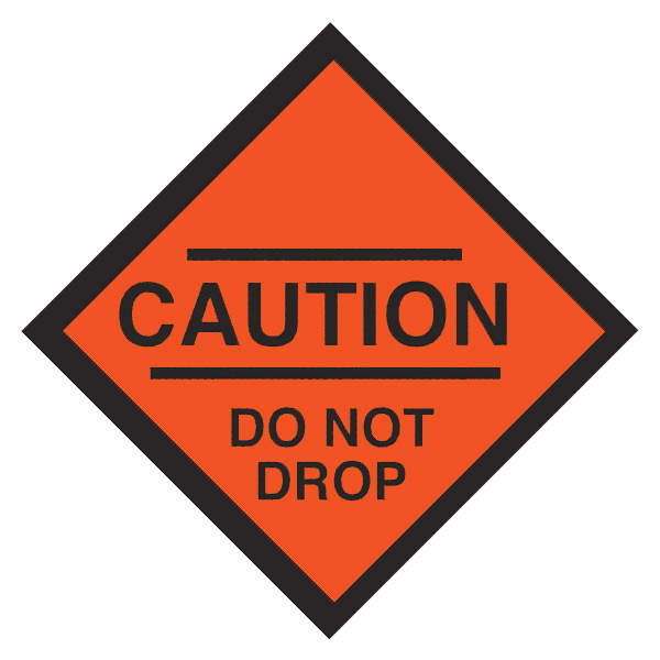 LBLDNDR - LABEL DO NOT DROP : 3" x 3", black on fluorescent red