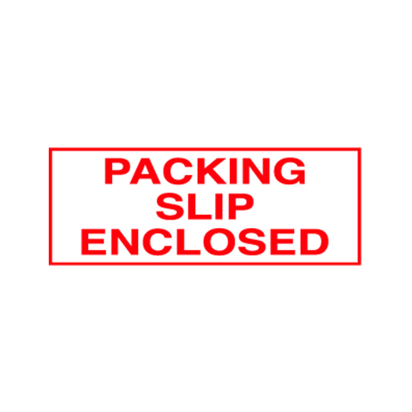 LBLPLST - LABEL PACKING SLIP ENCLOSED : 1-1/2" x 4", red 185 on white gloss