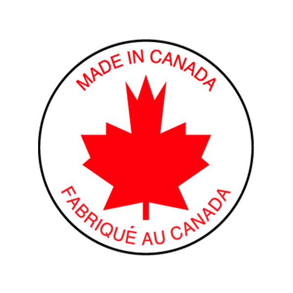 LBLRW189 - LABEL MADE IN CANADA : 1/2", circle, red 185 on white gloss, bilingual