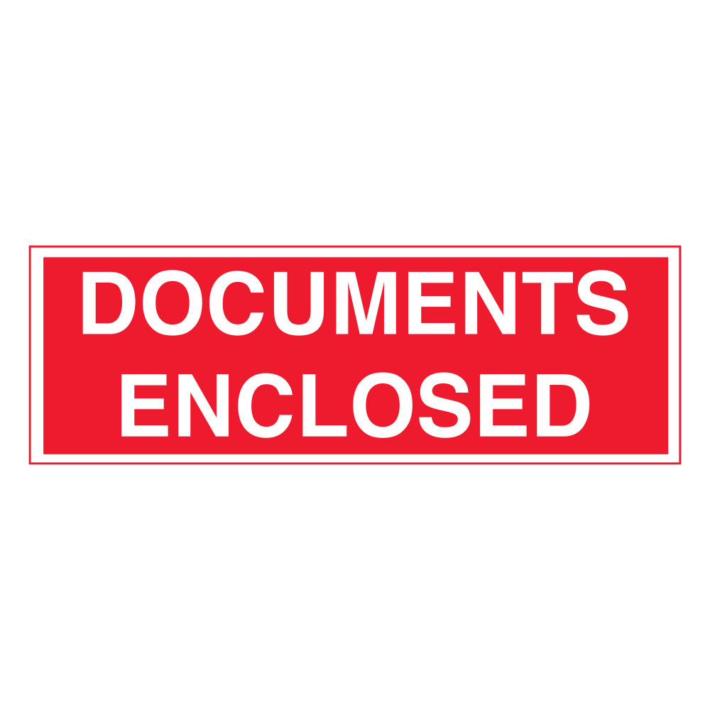 LBLRW432 - LABEL DOCUMENT ENCLOSED : 2" x 5", red with white print, 500/roll