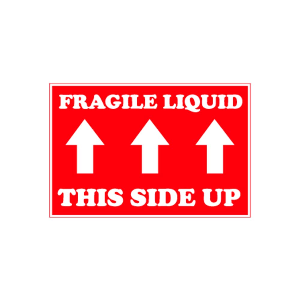 LBLRW471 - LABEL FRAGILE LIQUID T.S.U : 4" X 6", red on white, permanent adhesive