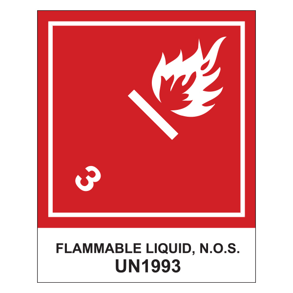LBLUN1993 - LABEL HAZ "FLAMMABLE LIQUID" : 5" x 4", class 3, 500 labels/roll