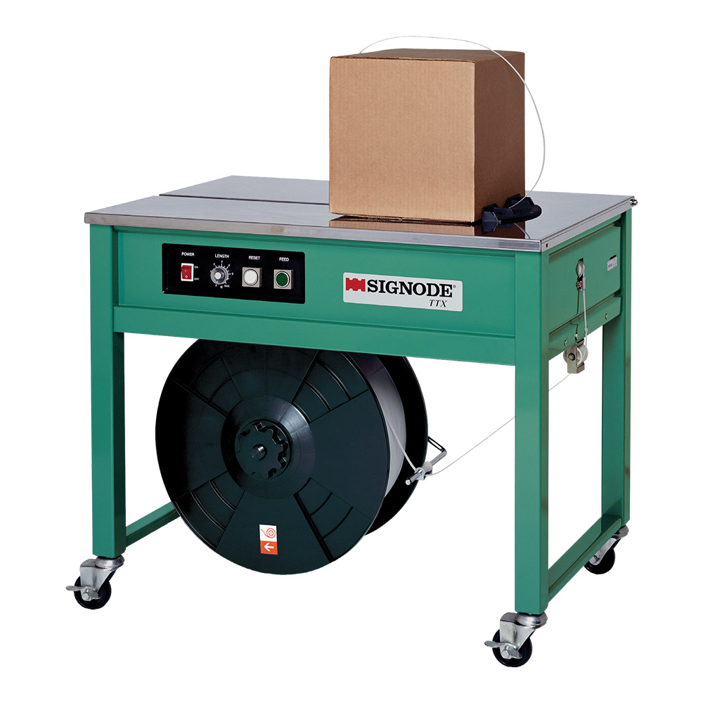 PSTTYER - POLY STRAP MACHINE : 1/4" 3/8", 1/2", 80 lbs max tension, semi-auto