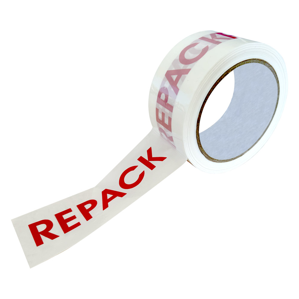 PTDREPK - PTD TAPE "REPACK" : 48mm x 66m, red on white