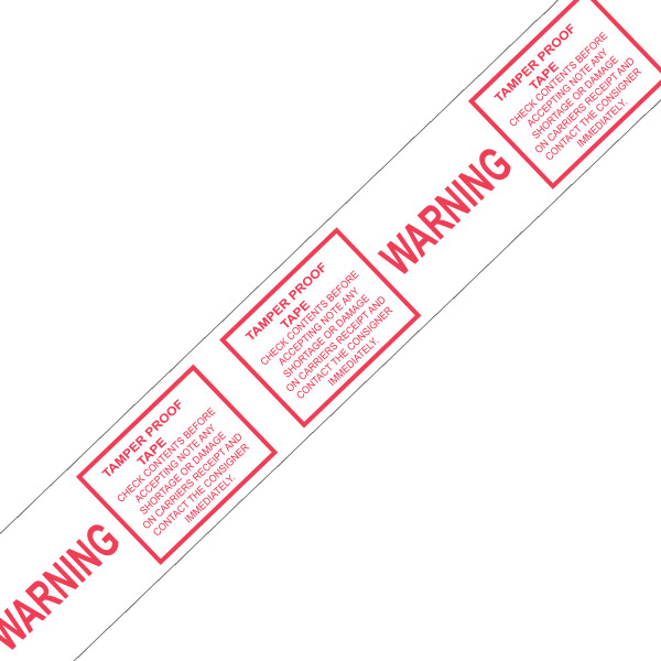 PTDTPROOF - PTD TAPE "TAMPERPROOF WARNING" : 48 mm x 66 m, red on white, tamperproof warning, bilingual