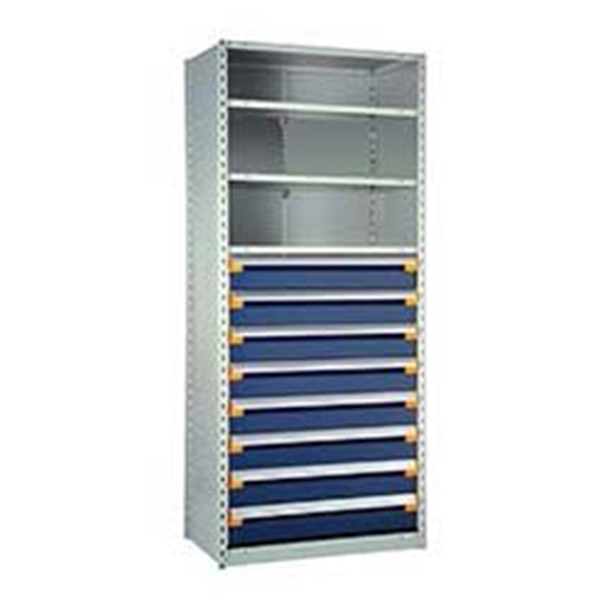 R5SEC-754801 - SHELVING UNIT W/DRAWERS STARTE : 36" W x 18" D x 75" H, 8 drawers