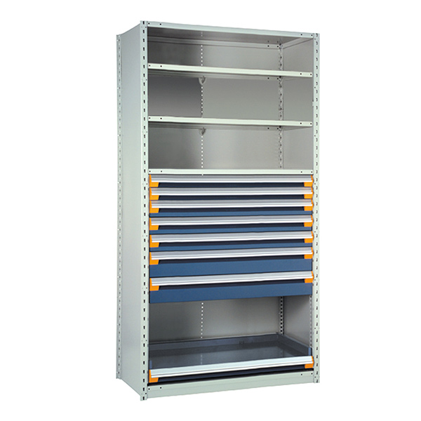 R5SEC-754809 - SHELVING UNIT W/DRAWERS STARTE : 36" W x 18" D x 75" H, 7 Drawers