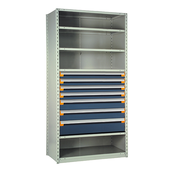 R5SHE-753603 - SHELVING UNIT W/DRAWERS STARTE : 48" W x 24" D x 75" H, 7 Drawers