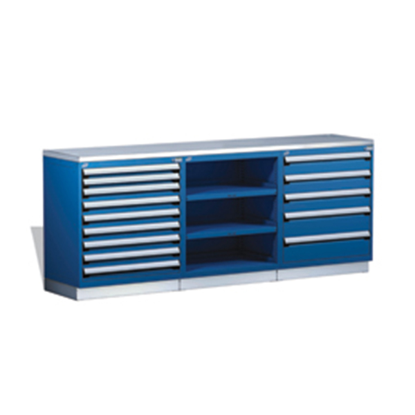 R5XSE-1002 - COUNTER SERVICE STAINLESS TOP : 108"W x 44"H, 14 drawers