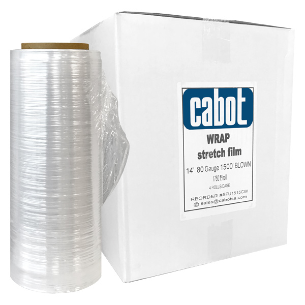 SFU1515CW - STRETCH FILM 14" X 1500' 80 GA : 14"  x 1500', 80 ga, blown