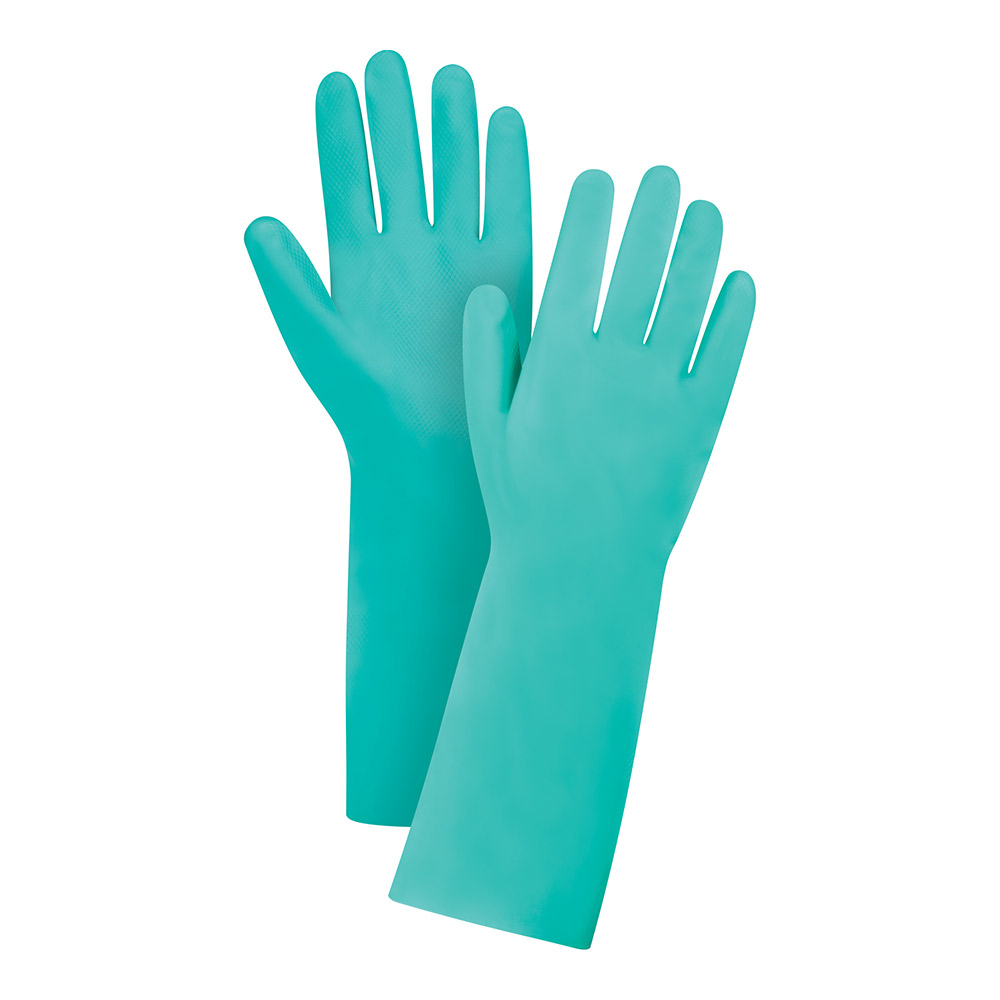 UGNG - Unlined Green Nitrile Gloves : 15" length, unlined