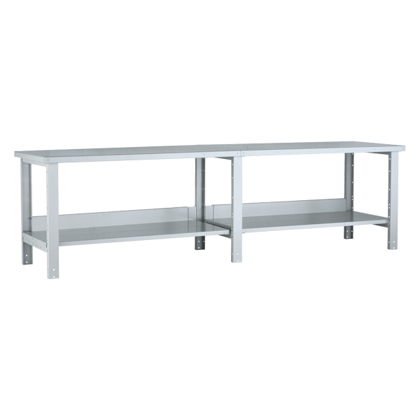 WSA6902 - WORKBENCH OPEN ROUSSEAU : 96"W x 30"D x 34"H, painted steel, stainless steel top, partially assembled